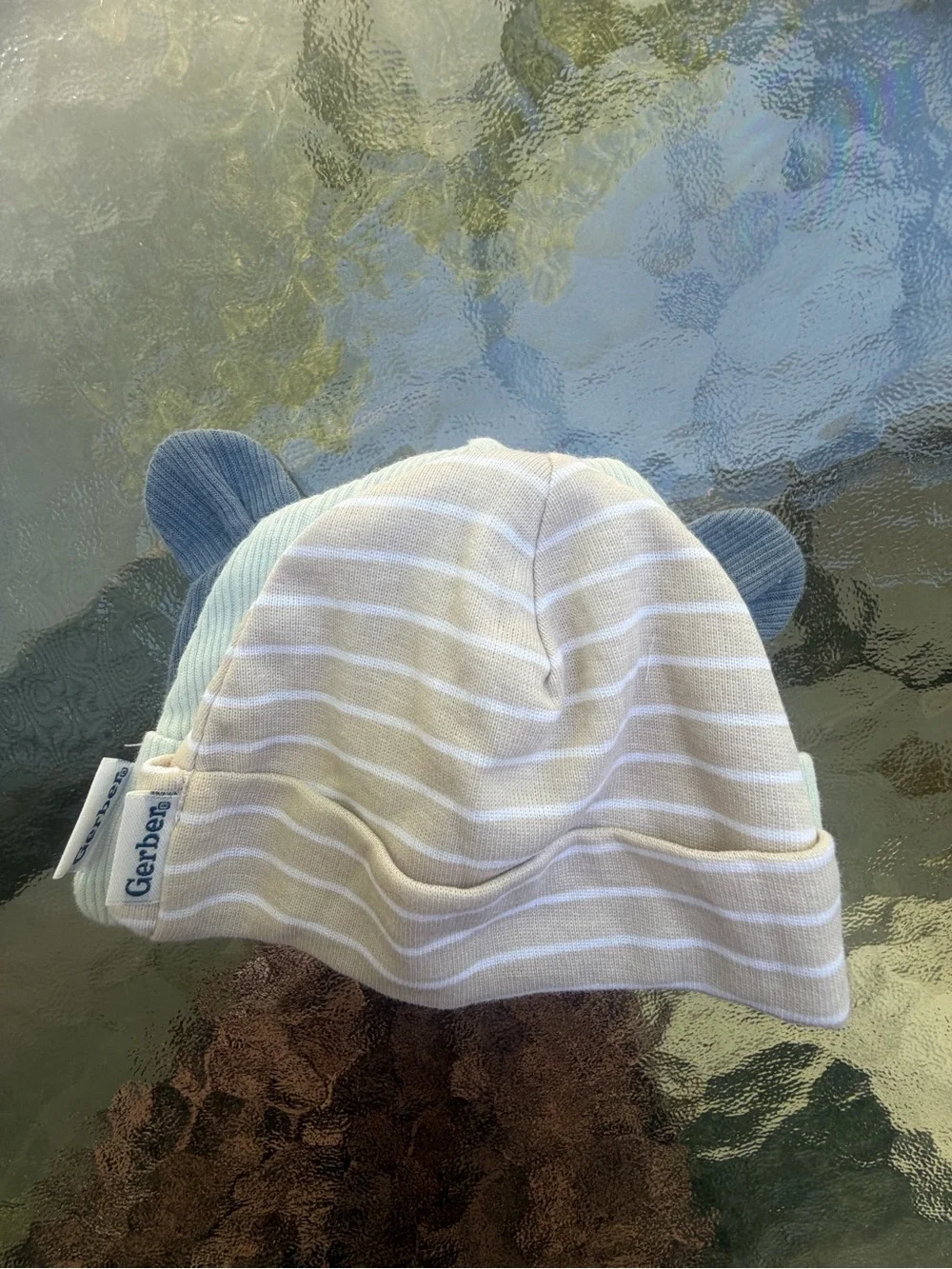 Gerber Baby Beanie Trio in Cream, Light Blue & Navy